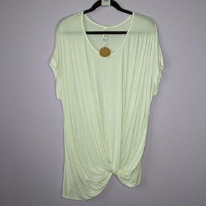 Off White Knotted Knit Tee, Size 3XL